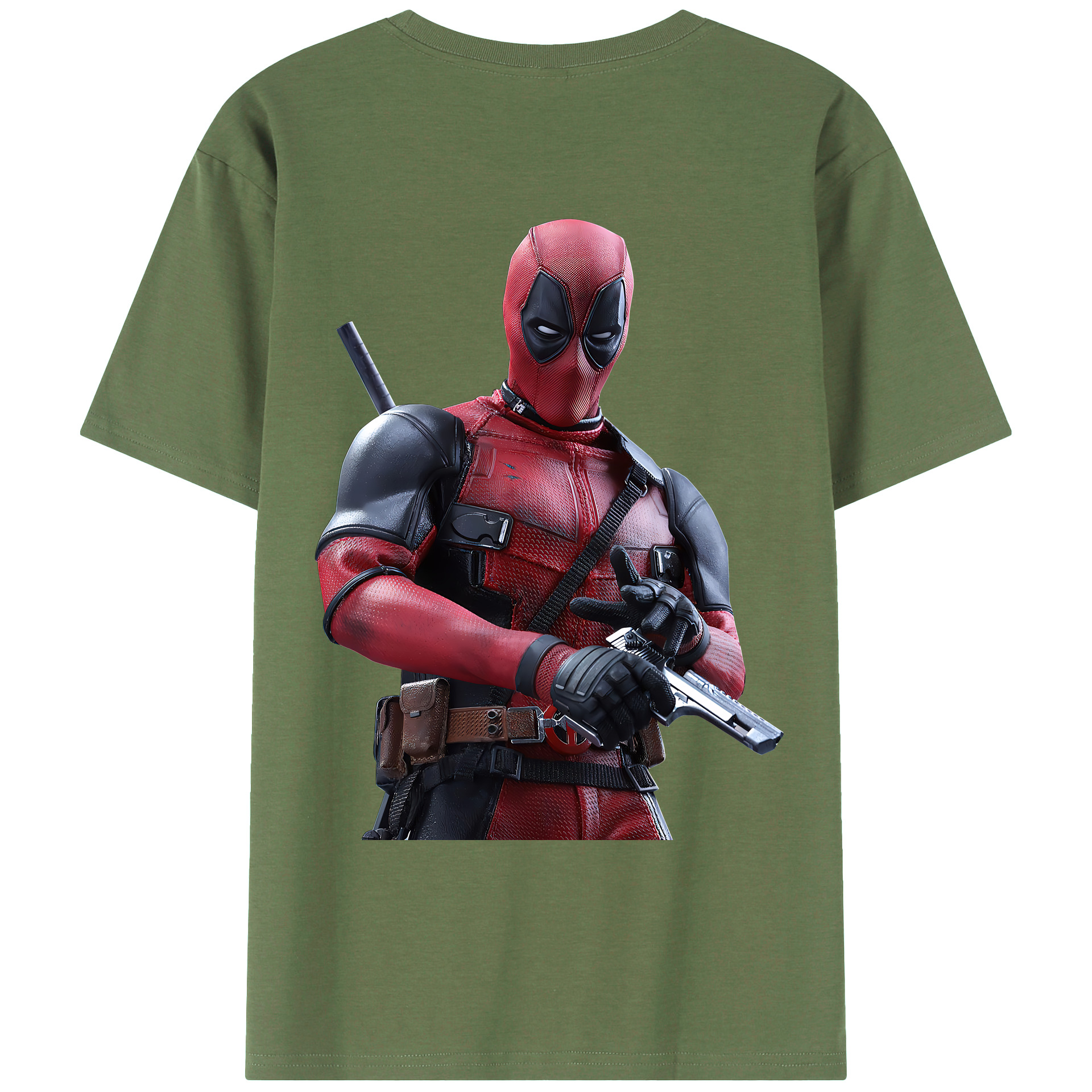 （画像用） Deadpool デッドプール 綿100％ メンズ半袖Tシャツ（バックプリント） 通気性